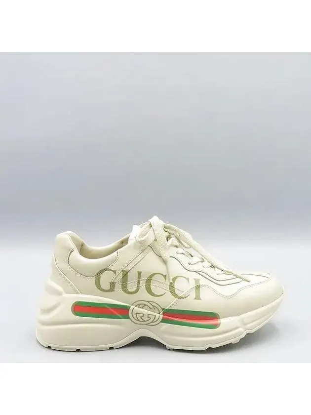528892 Ivory Leather Vintage Logo Rhyton Women s Sneakers 36