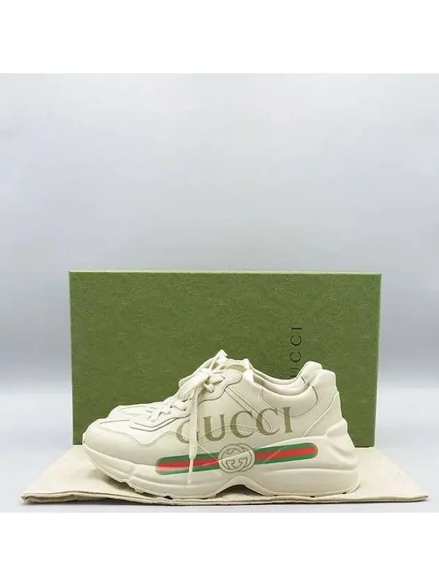 528892 Ivory Leather Vintage Logo Rhyton Women s Sneakers 36