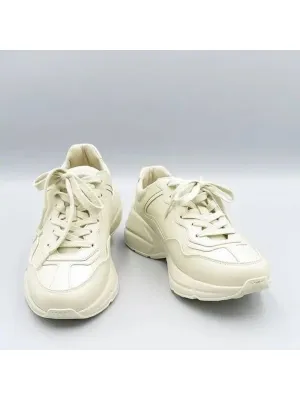 528892 Ivory Leather Vintage Logo Rhyton Women s Sneakers 36