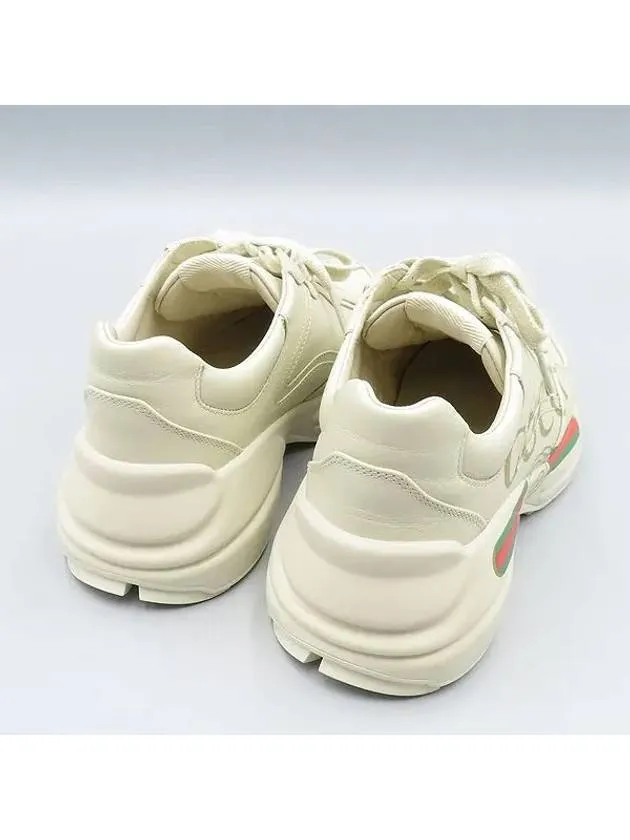 528892 Ivory Leather Vintage Logo Rhyton Women s Sneakers 36