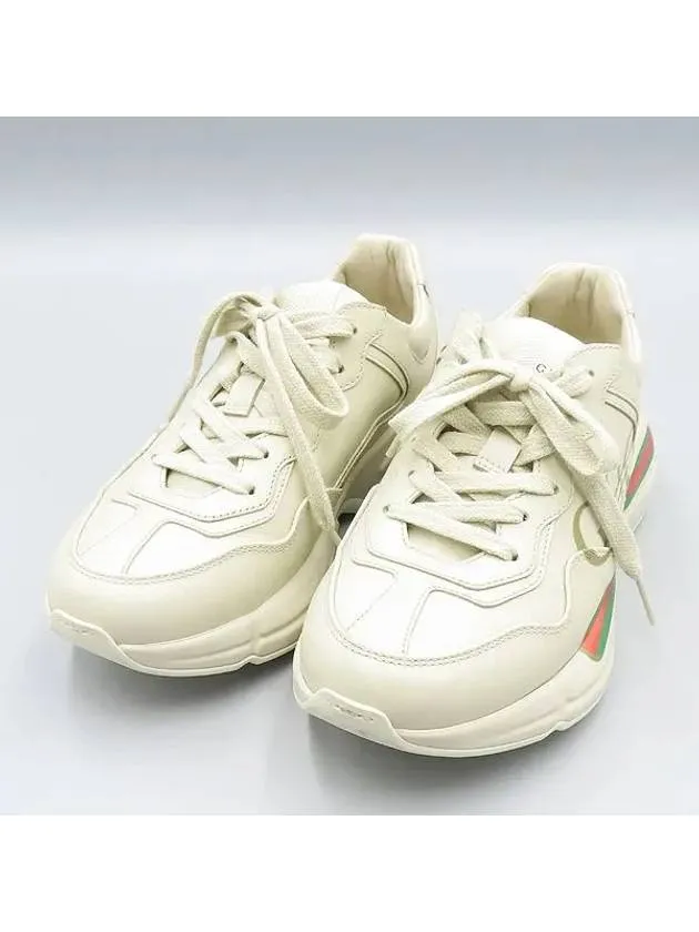 528892 Ivory Leather Vintage Logo Rhyton Women s Sneakers 36