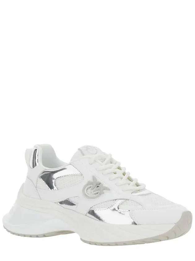 'Ariel 15' White Sneakers With Mirror Panels And Logo Patch On The Tongue In Tech Fabric Woman