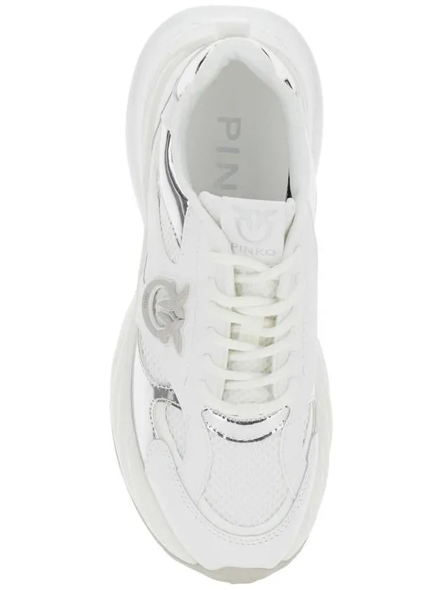 'Ariel 15' White Sneakers With Mirror Panels And Logo Patch On The Tongue In Tech Fabric Woman