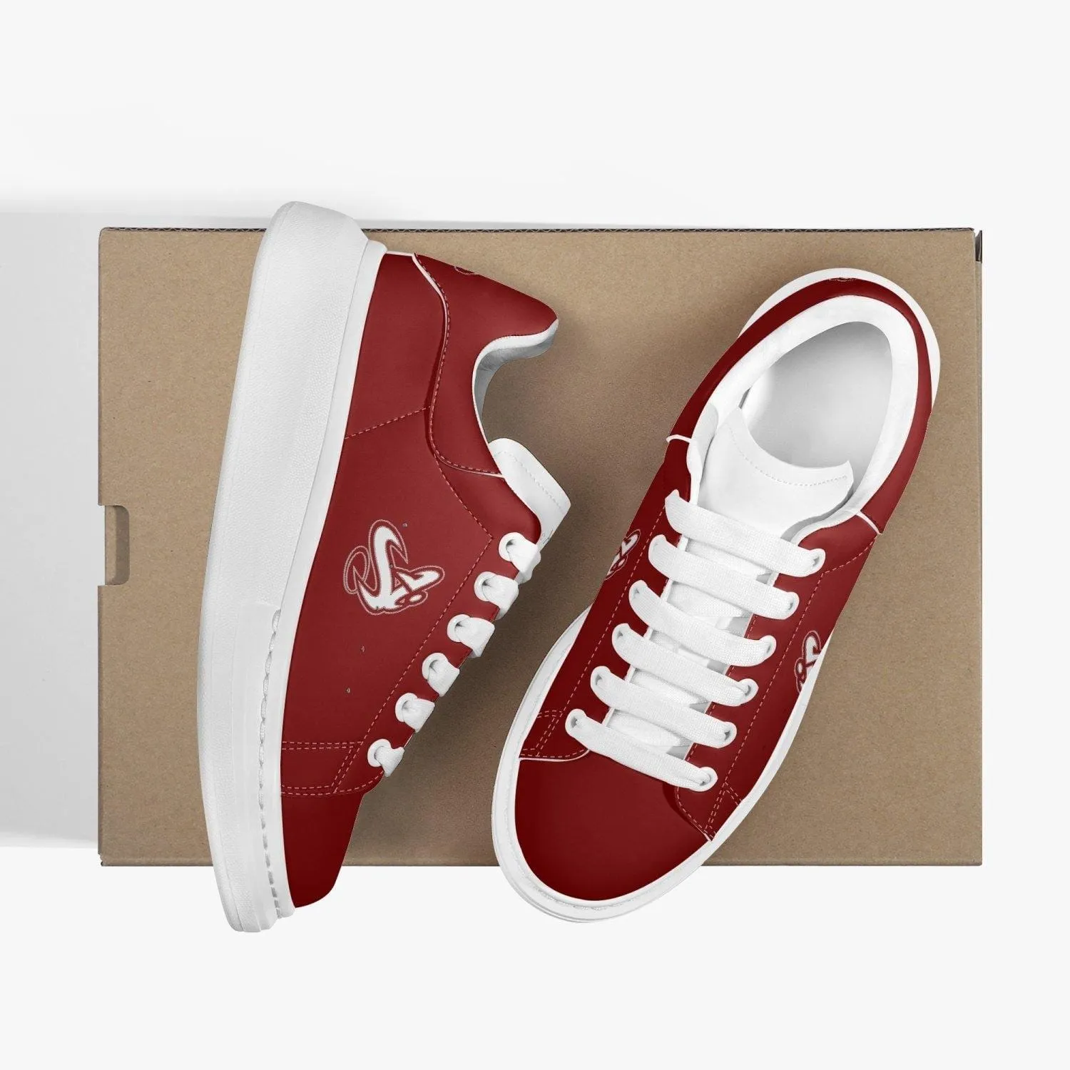 Athletic Apparatus Red Lifestyle Low-Top Leather Sneakers