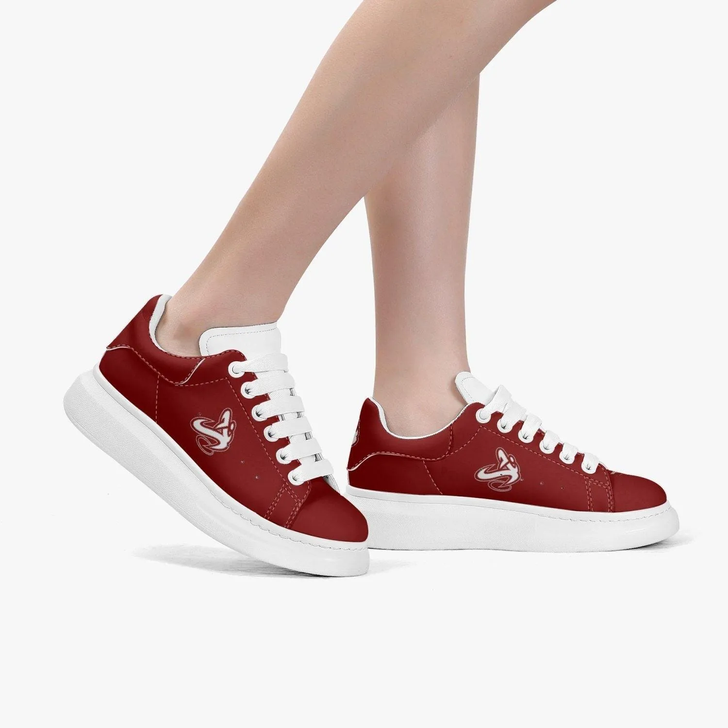 Athletic Apparatus Red Lifestyle Low-Top Leather Sneakers