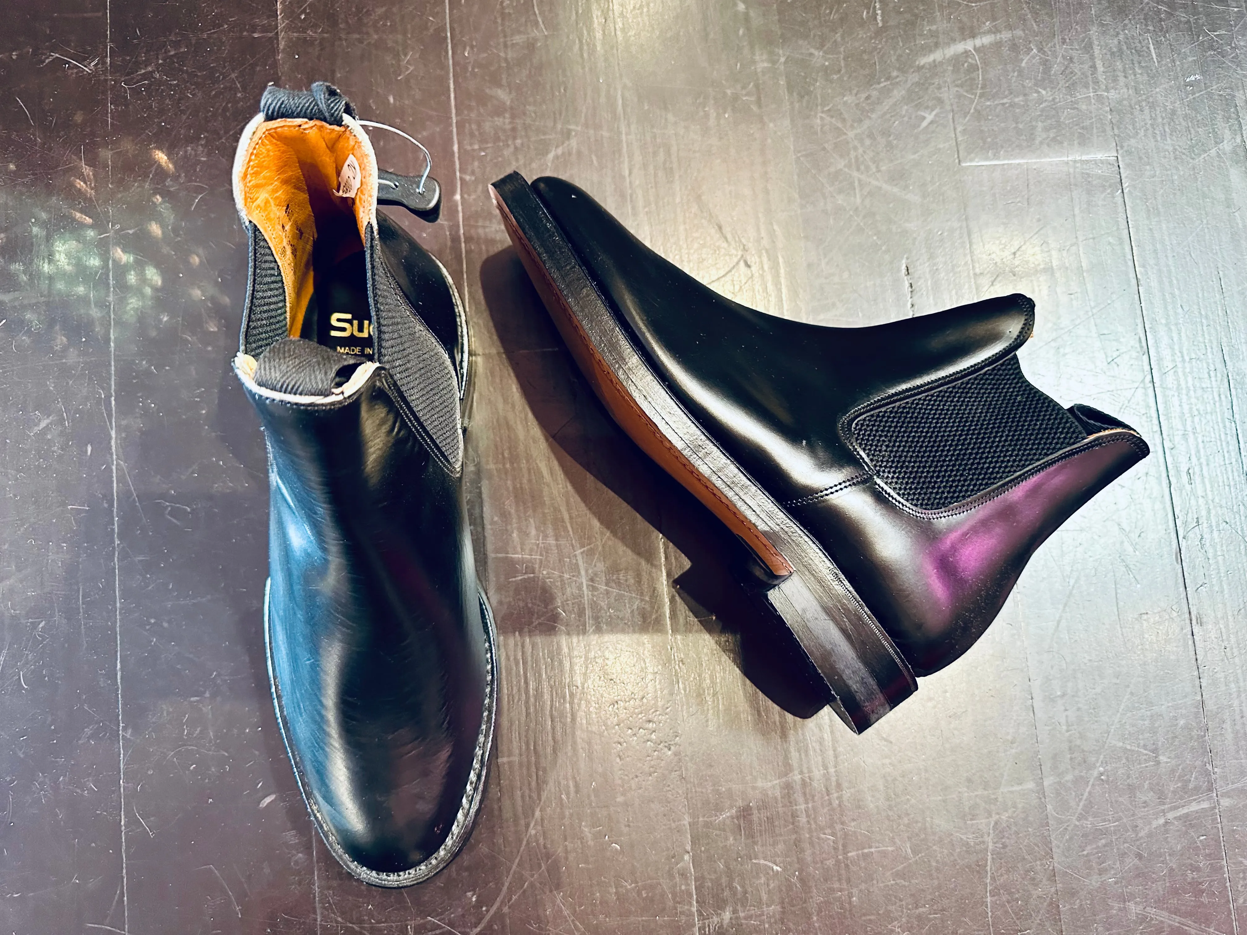 Black 70s Leather Ankle Boots