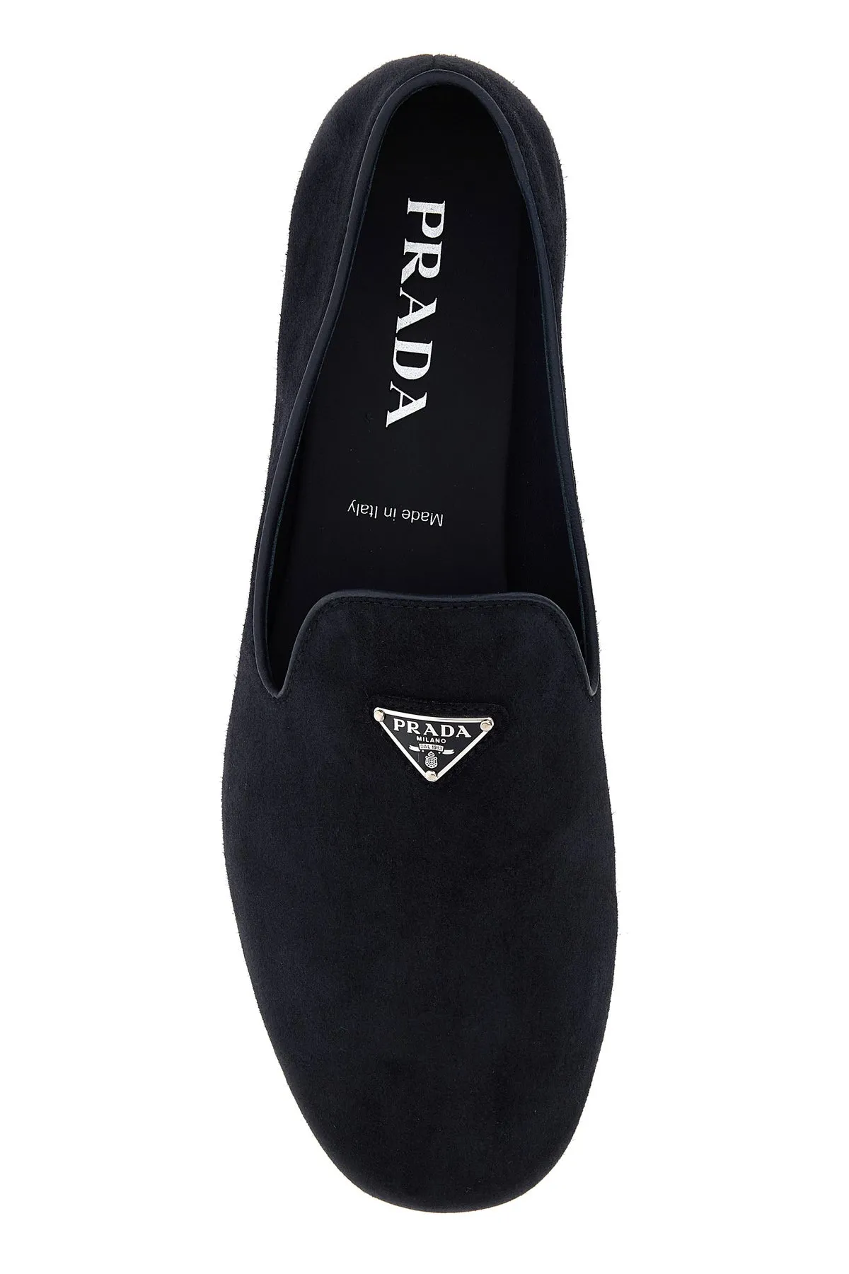 Blue suede loafers