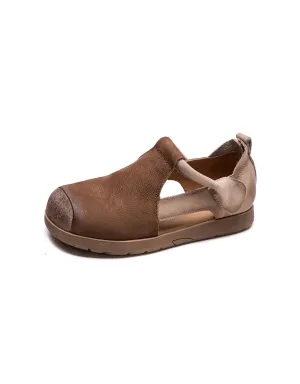 Color Matching Comfortable T-Strap Retro Flat Shoes
