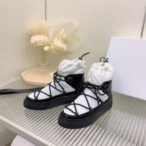 Cross-Tied Elastic Band Snow Boots