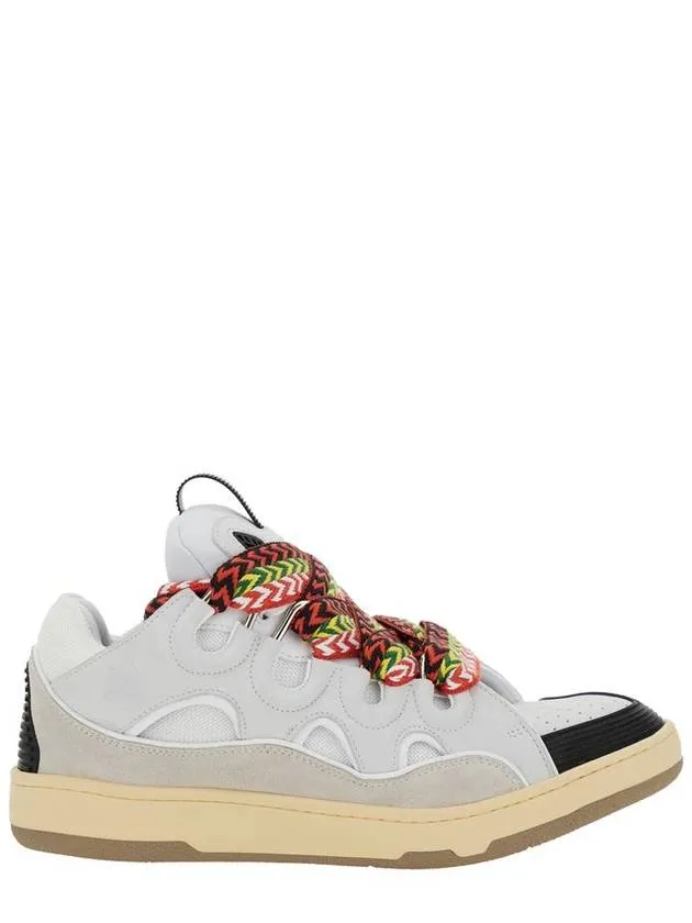 'Curb' Sneakers With Multicolor Laces In Leather White Unisex