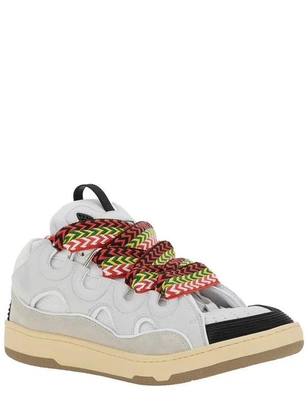 'Curb' Sneakers With Multicolor Laces In Leather White Unisex