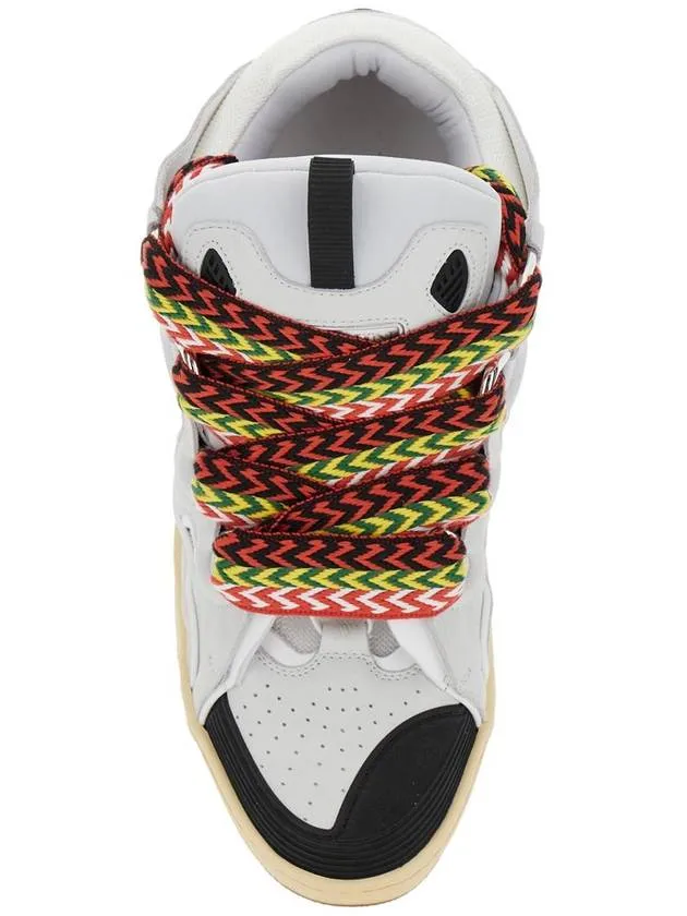 'Curb' Sneakers With Multicolor Laces In Leather White Unisex