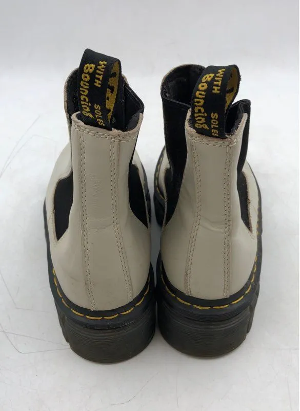 Dr. Martens Women's White Round Toe Chunky Heels Ankle Chelsea Boots - Size 9