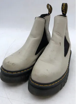Dr. Martens Women's White Round Toe Chunky Heels Ankle Chelsea Boots - Size 9