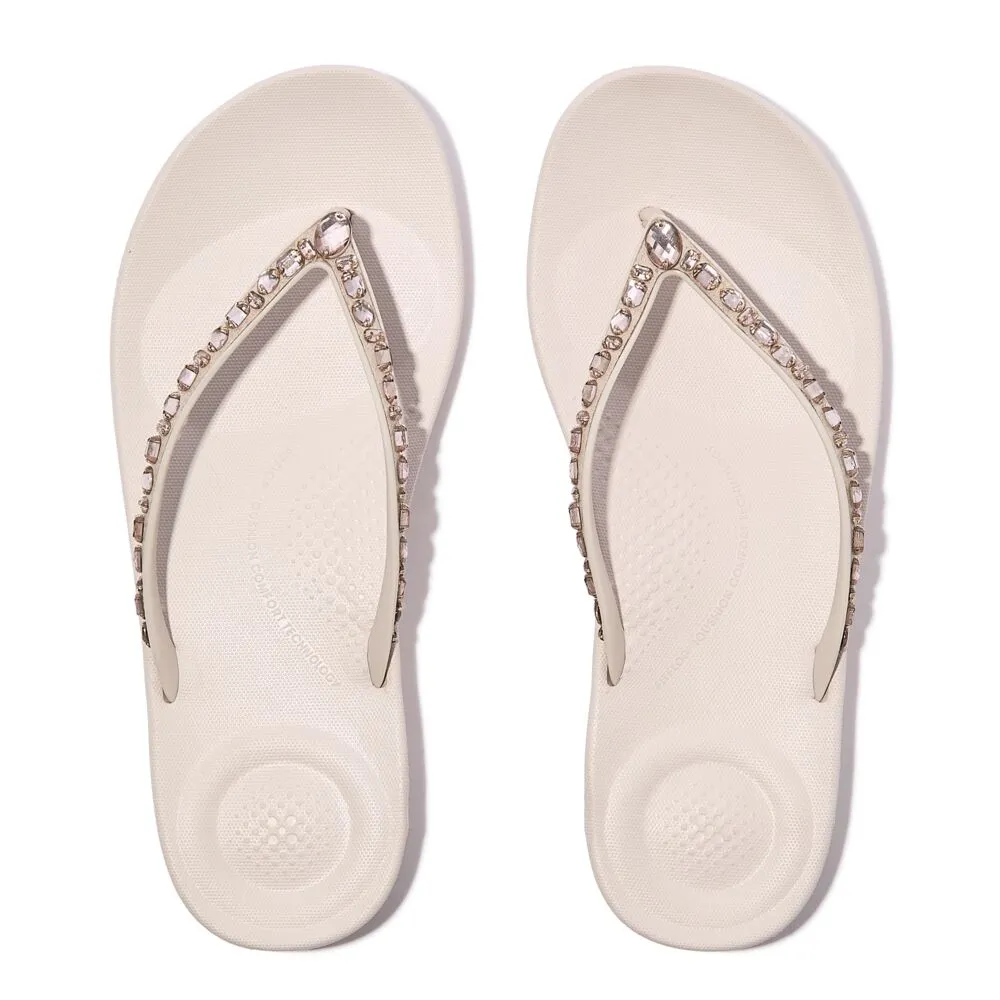 FitFlop Iqushion Multi Crystal Flip Flops Sandals - Nude Rose