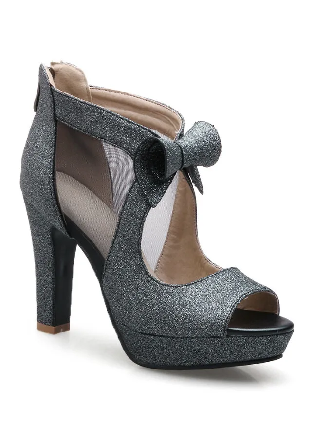 High Heels Platform Shoes Bow Peep Toe Pumps
