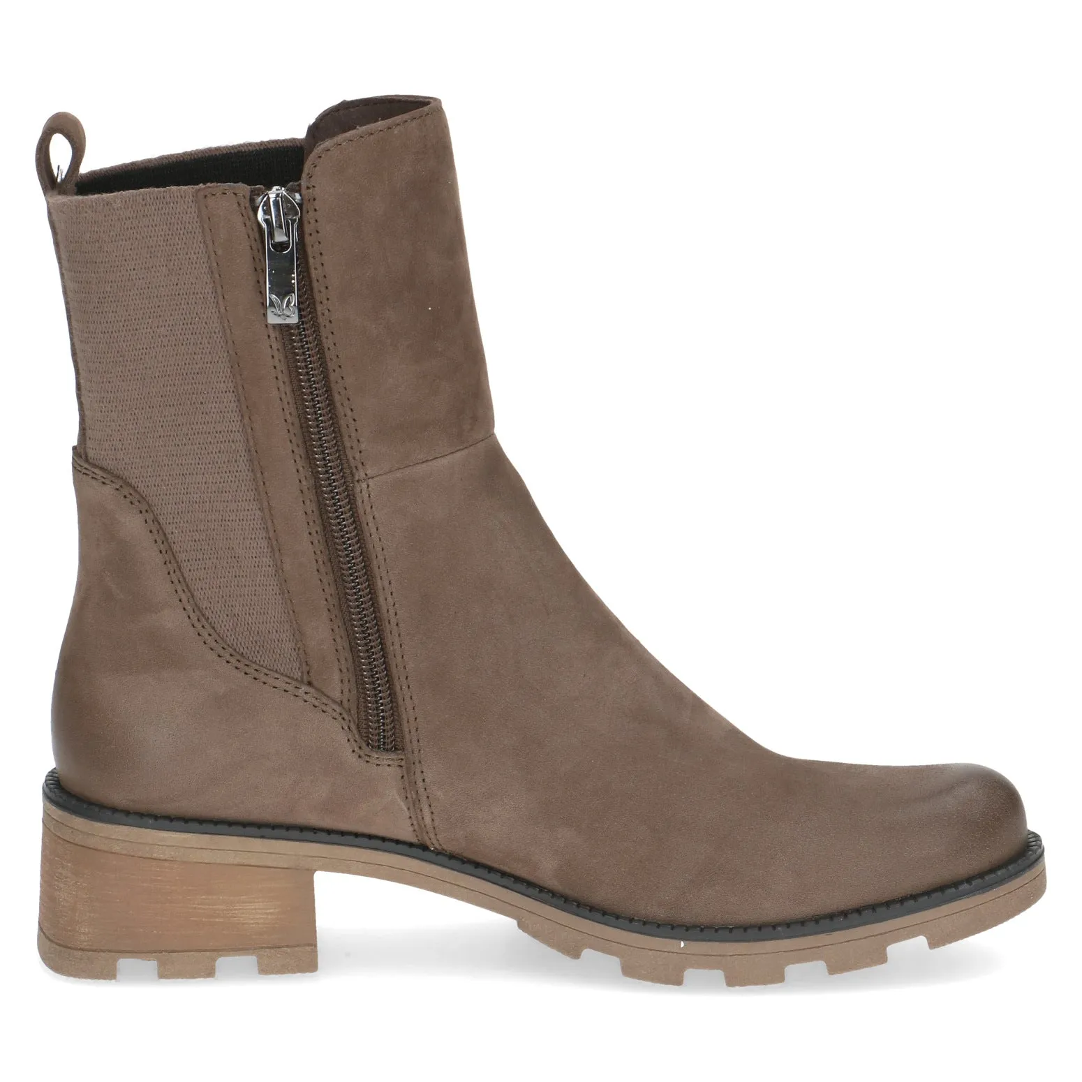 Ladies Caprice Boots Taupe Newbuck Low Heel Leather 25422-334 sale