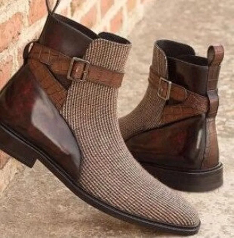 Leather and Tweed Men's Chelsea Boots - Popular Male Apparel and Accessories