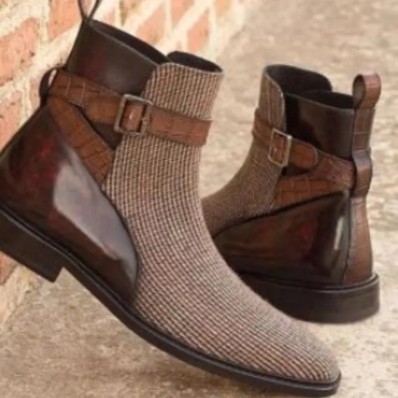 Leather and Tweed Men's Chelsea Boots - Popular Male Apparel and Accessories