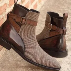 Leather and Tweed Men's Chelsea Boots - Popular Male Apparel and Accessories