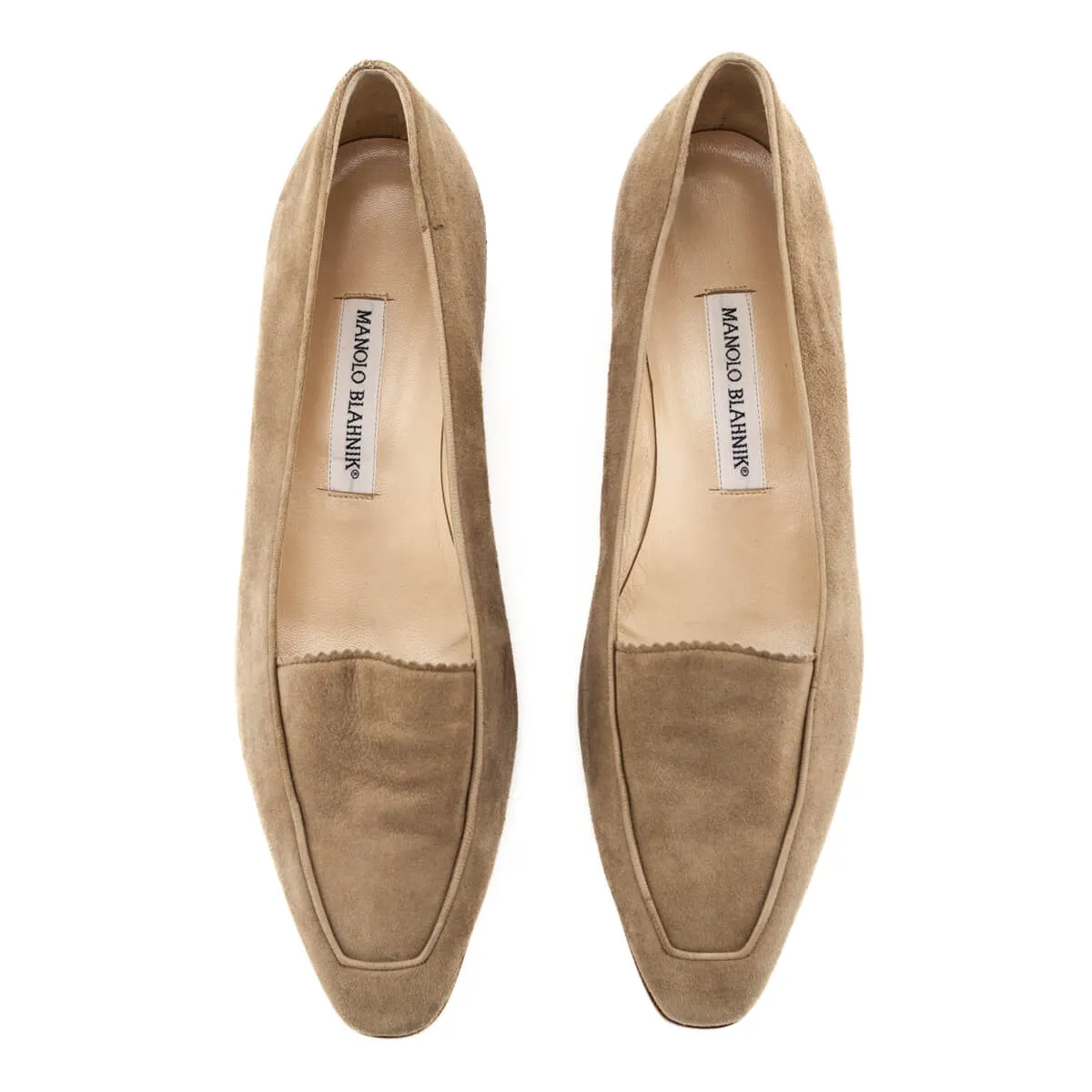 Manolo Blahnik Beige Suede Loafers Size US 10 | EU 40