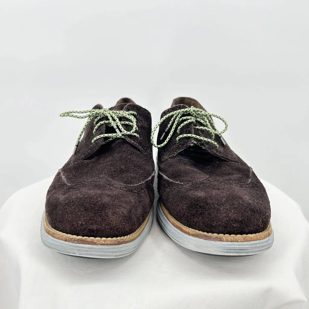men Cole Haan Lunagrand Wingtip Suede Oxford Chesnut Shoes 10