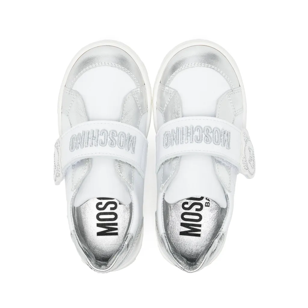 Moschino Kids Leather Velcro-Strap Low Sneakers