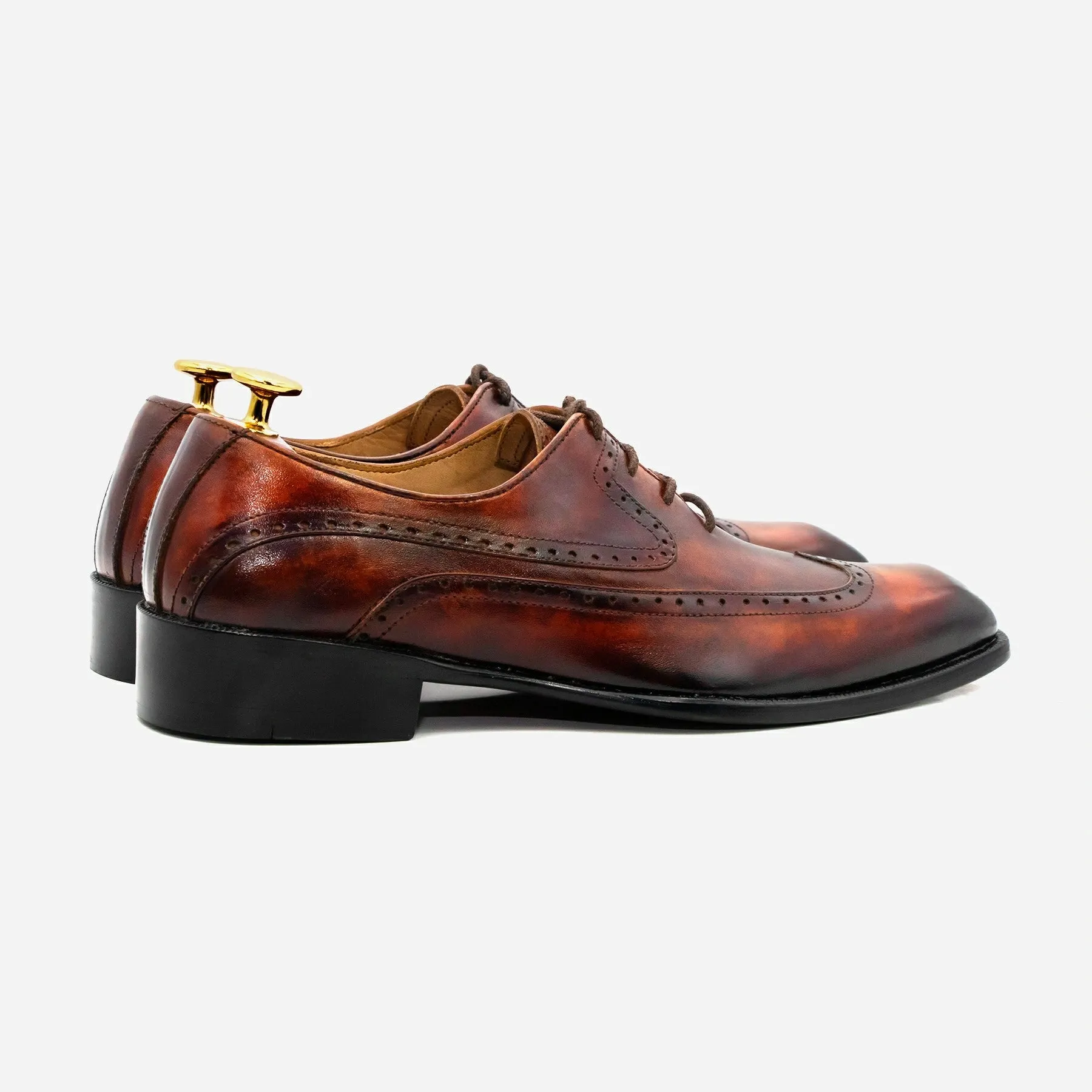 Mustered Brown Longwing Chiseled Toe Leather Shoes