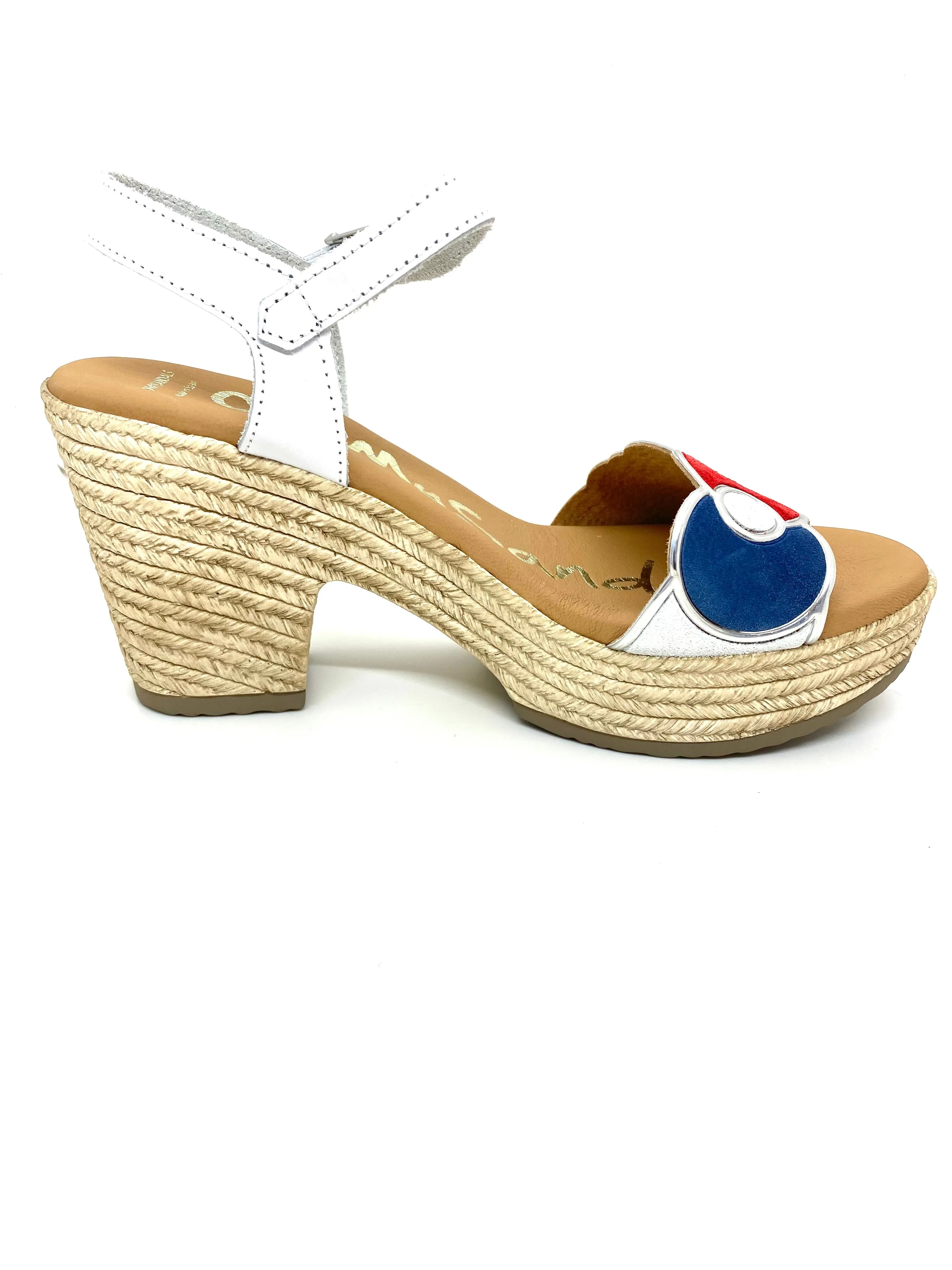 Oh My Sandals Ladies Multi Suede Sandal White