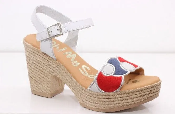 Oh My Sandals Ladies Multi Suede Sandal White