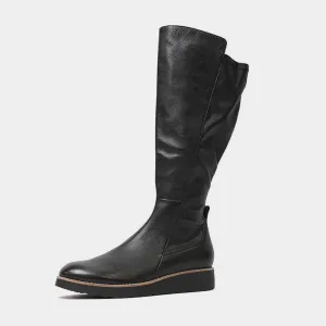 Oletta Black Leather Knee High Boots