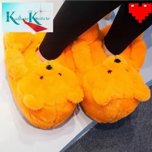 Orange Teddy Bear Slippers