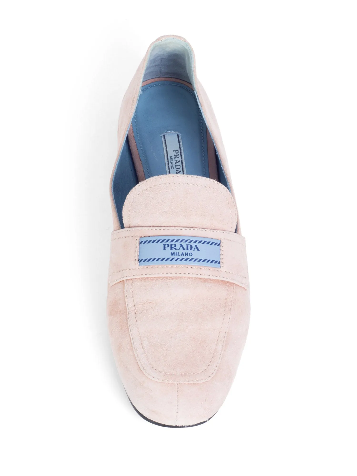 Prada Logo Suede Loafers Blush Pink