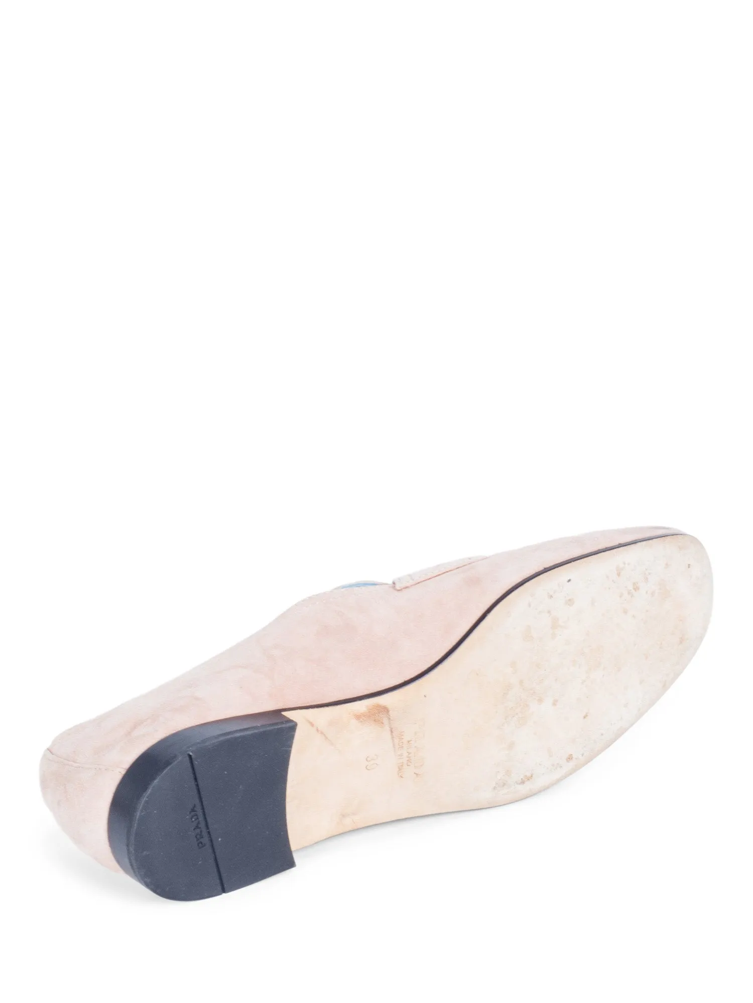 Prada Logo Suede Loafers Blush Pink