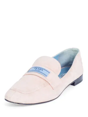Prada Logo Suede Loafers Blush Pink
