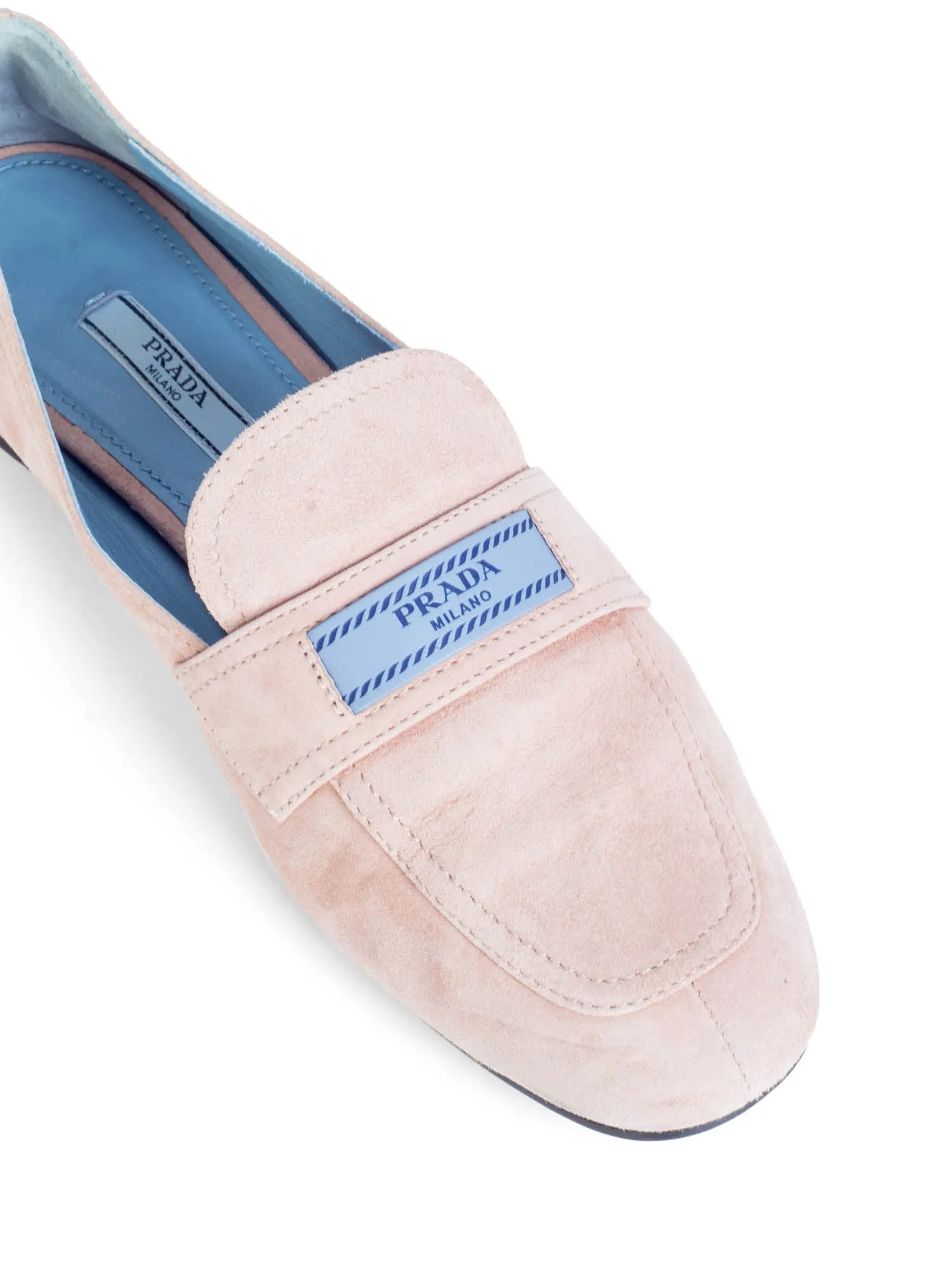 Prada Logo Suede Loafers Blush Pink