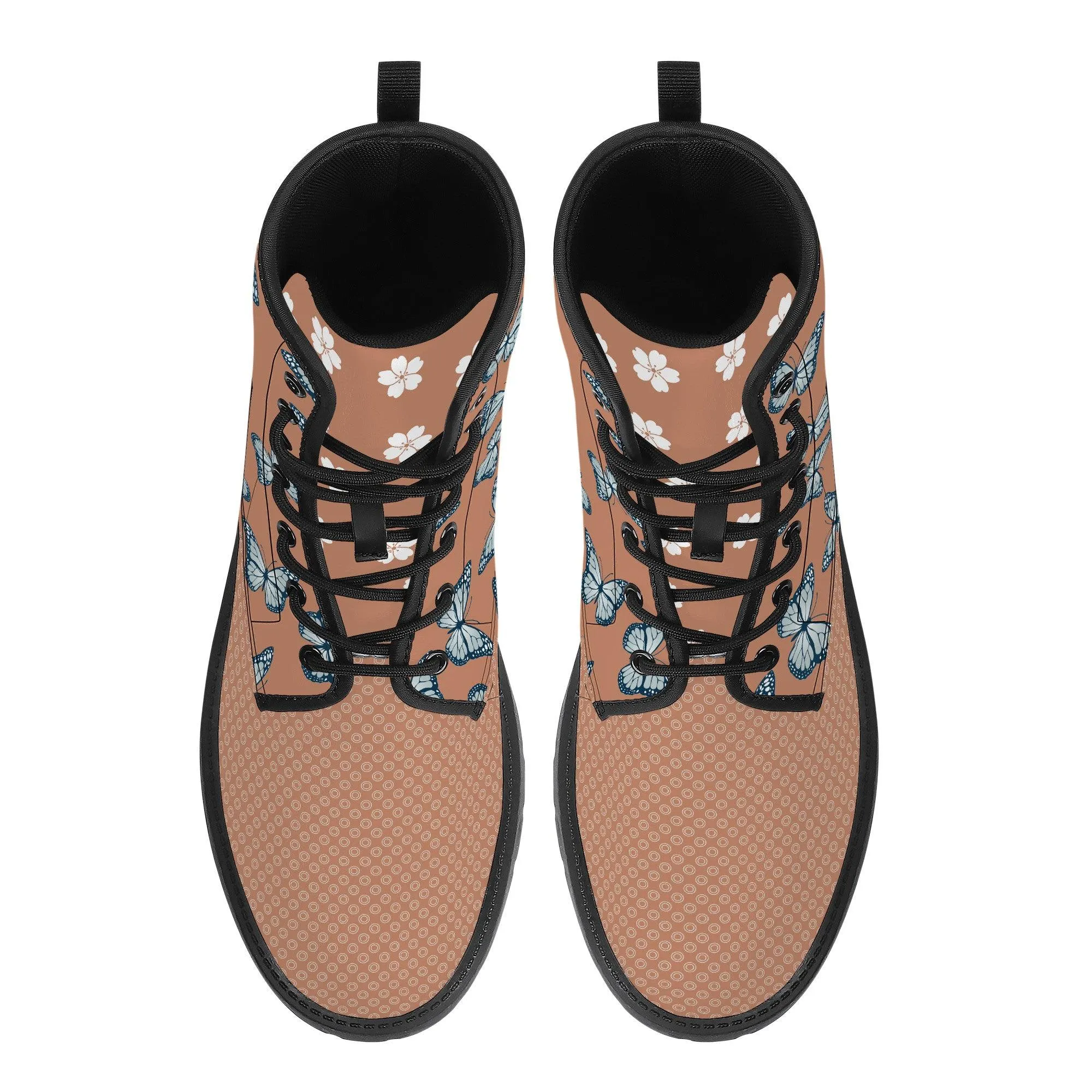 Red Amber Butterfly Vegan Leather Boots