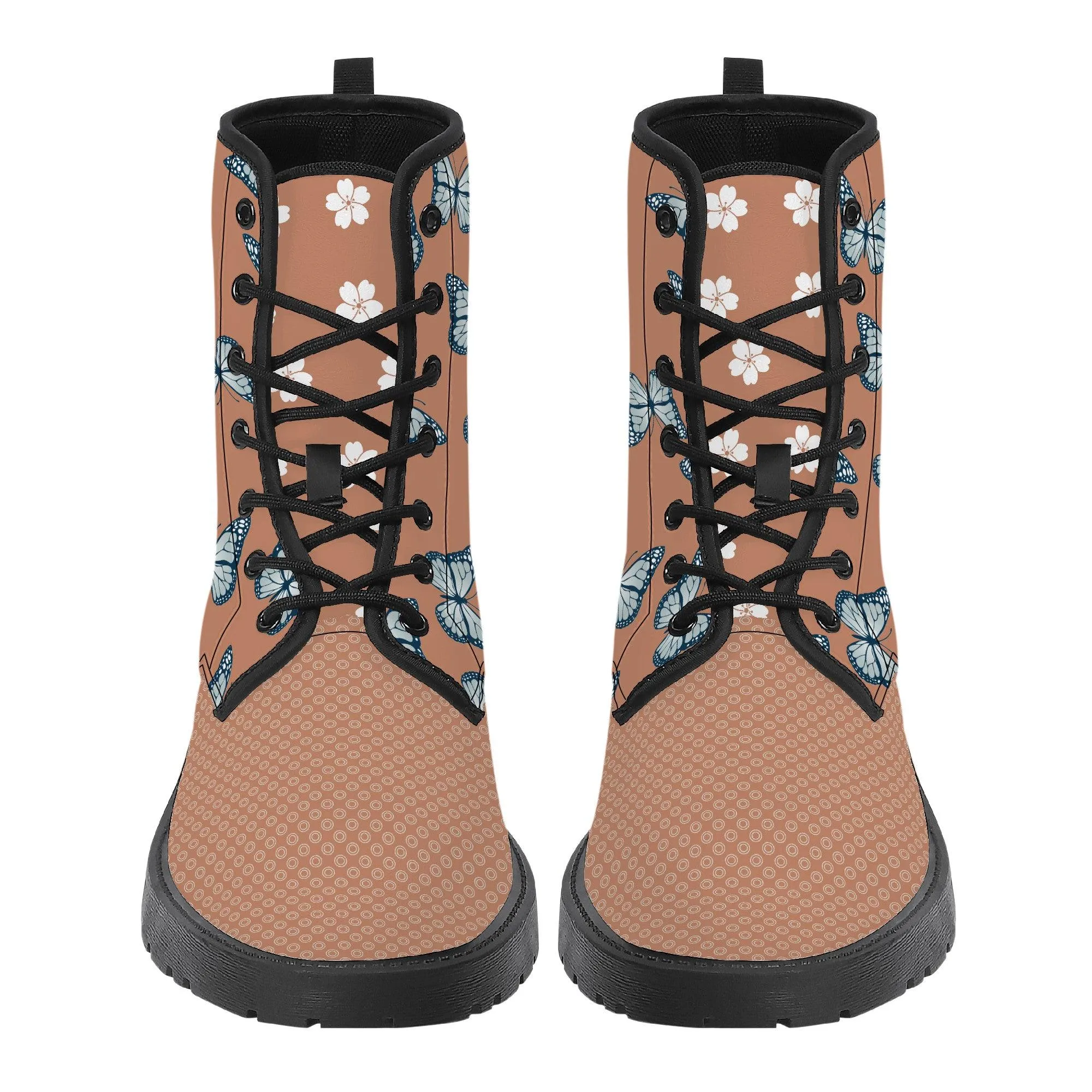 Red Amber Butterfly Vegan Leather Boots