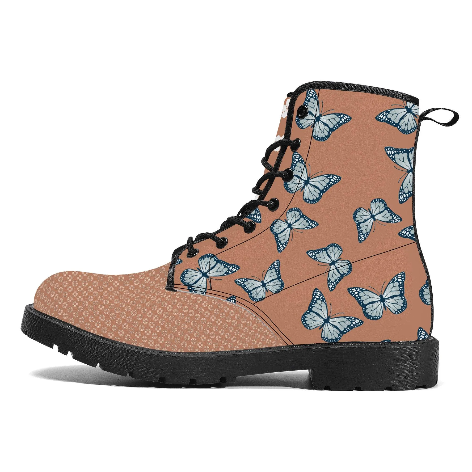 Red Amber Butterfly Vegan Leather Boots