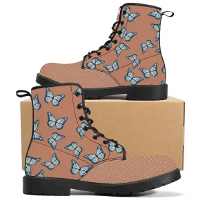Red Amber Butterfly Vegan Leather Boots