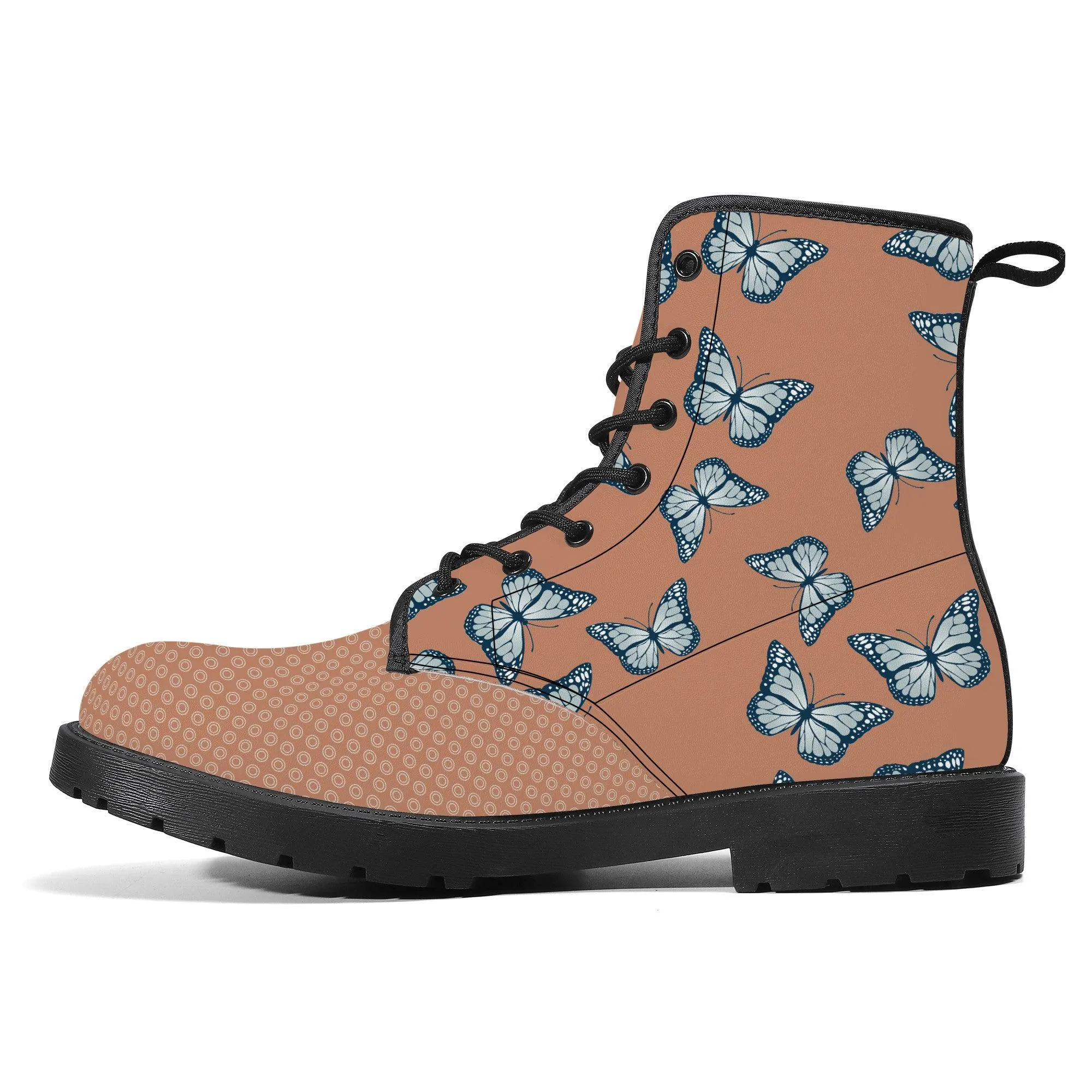 Red Amber Butterfly Vegan Leather Boots