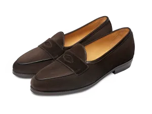 Sagan Ivy in Dark Brown Glove Suede with Rubber Sole