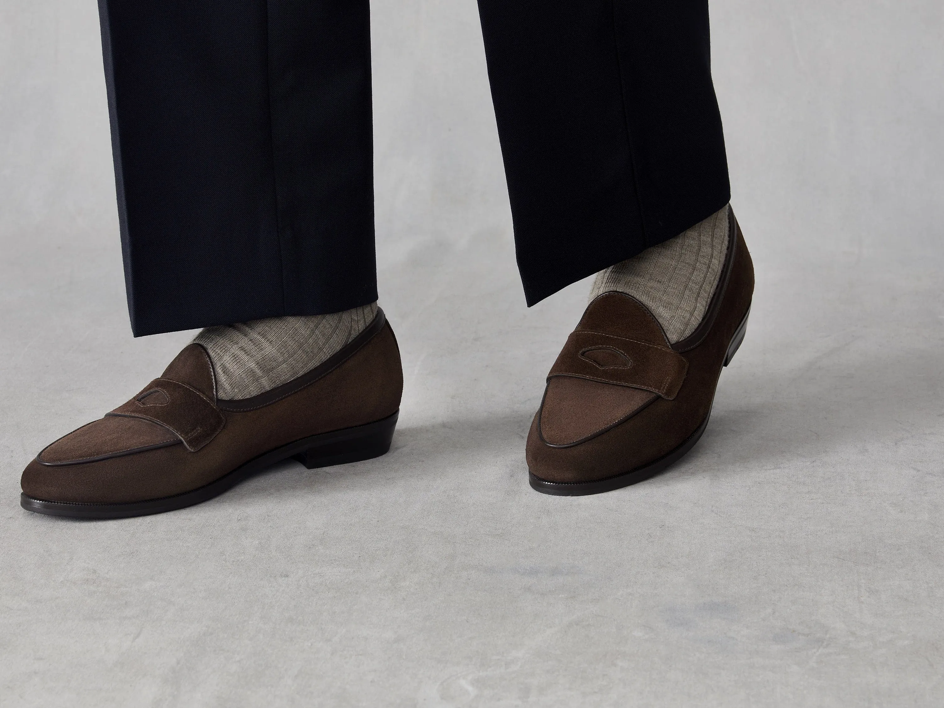 Sagan Ivy in Dark Brown Glove Suede with Rubber Sole