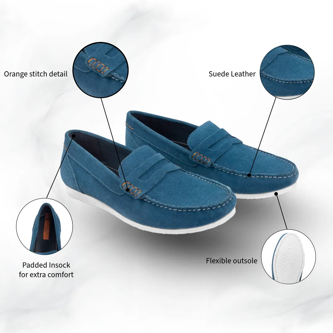 Stanhope Suede Leather Penny Loafer - Blue