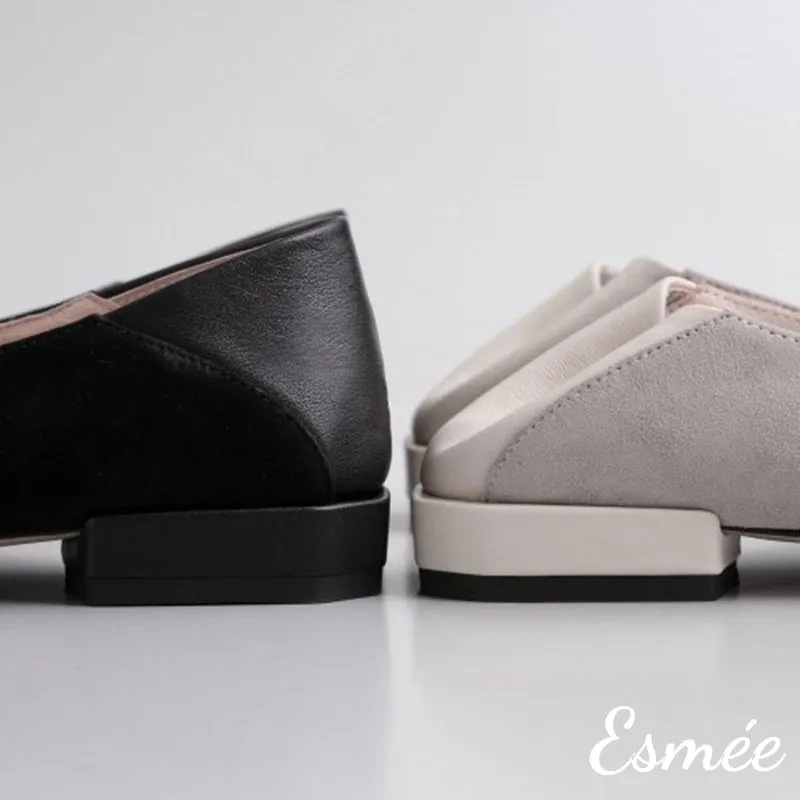 Suede Loafers with Thick Leather Straps