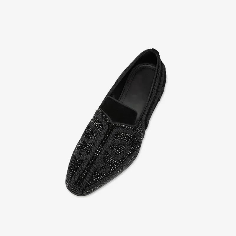 Suede Rhinestones Slip On Shoes