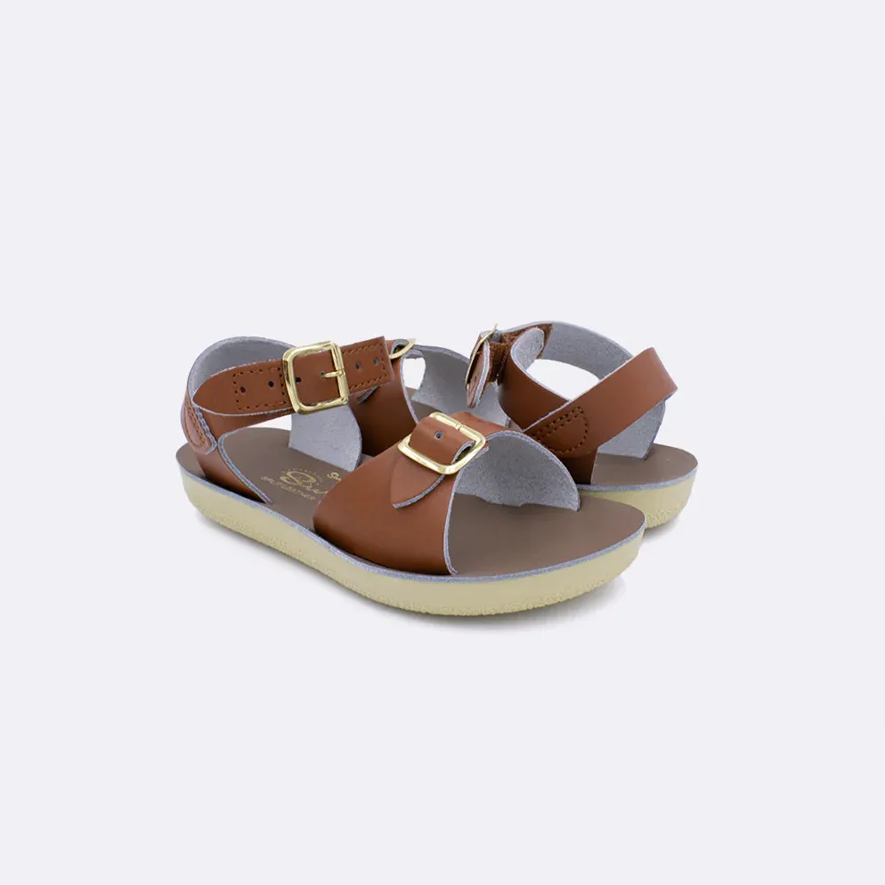 Tan Hook & Loop Surfer Salt Water Sandals - Select Size