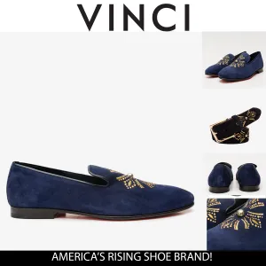 The Lazio Shoe Navy Blue Suede Slip-on Loafer Men Shoe