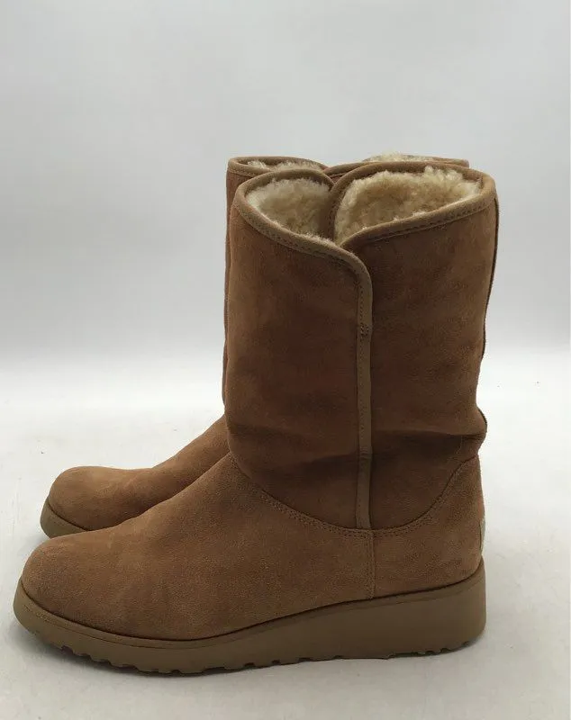 UGG Women's Amie 1013428 Brown Round Neck Mid-Calf Snow Boots - Size 10