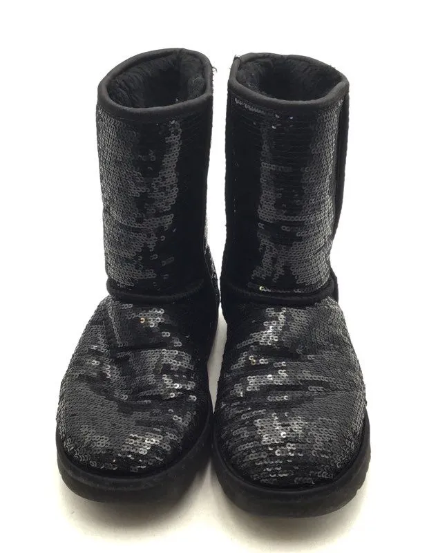 Ugg Women's Australia Classic Zodiac Black Sequin Sparkle Snow Boots - Size 9